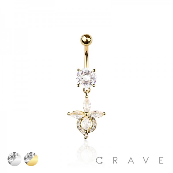 316L SURGICAL STEEL MULTI CZ LOTUS LILLY FLOWER BELLY BUTTON NAVEL RING 316L SURGICAL STEEL MULTI CZ LOTUS LILLY FLOWER BELLY BUTTON NAVEL RING